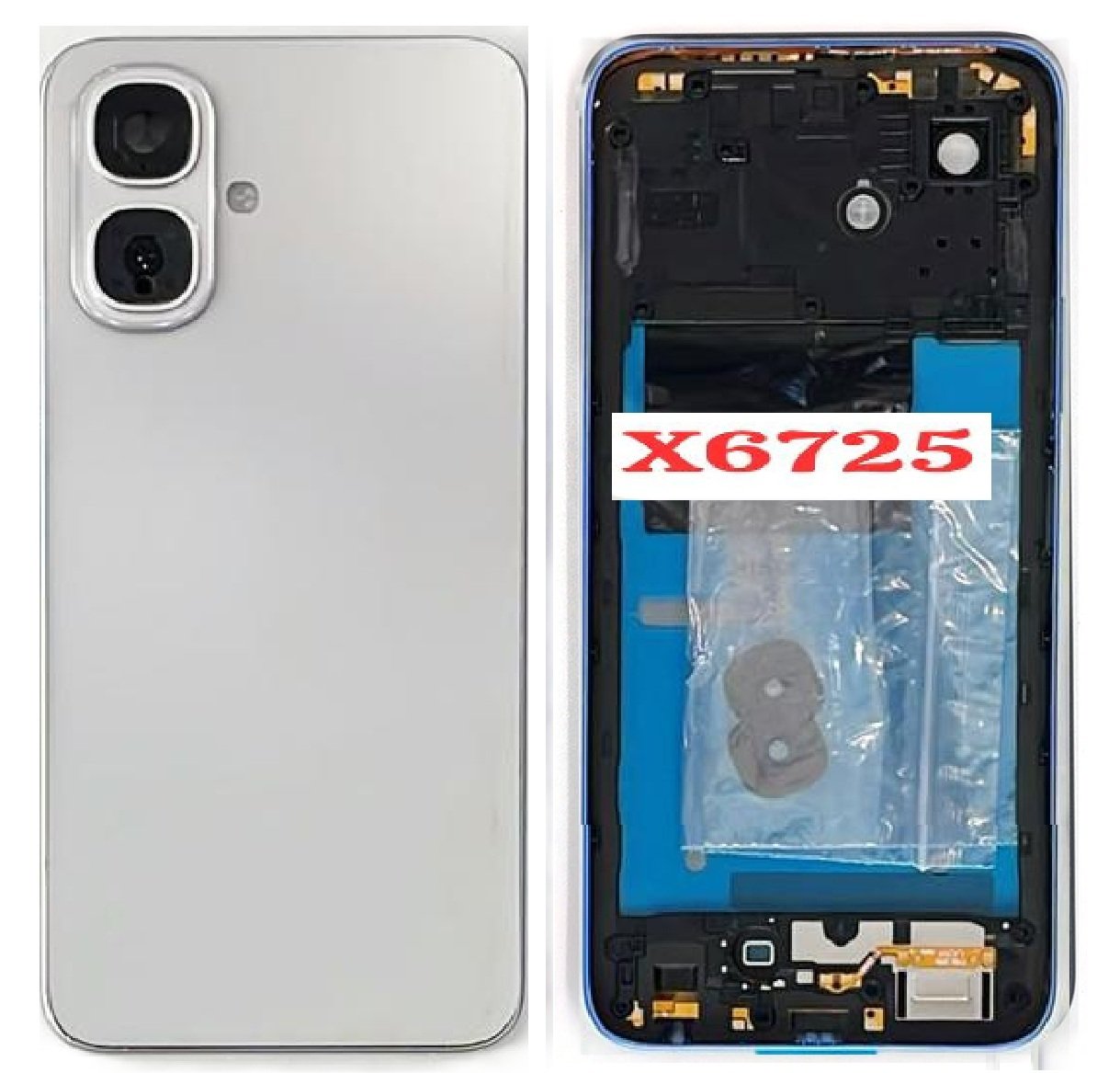 Compatible Replacement Infinix Smart 10 4G Full Body Housing Replacement Back Frame Middle Chassis with Side Keys – Black, Grey, Blue & Gold Color: GREY
